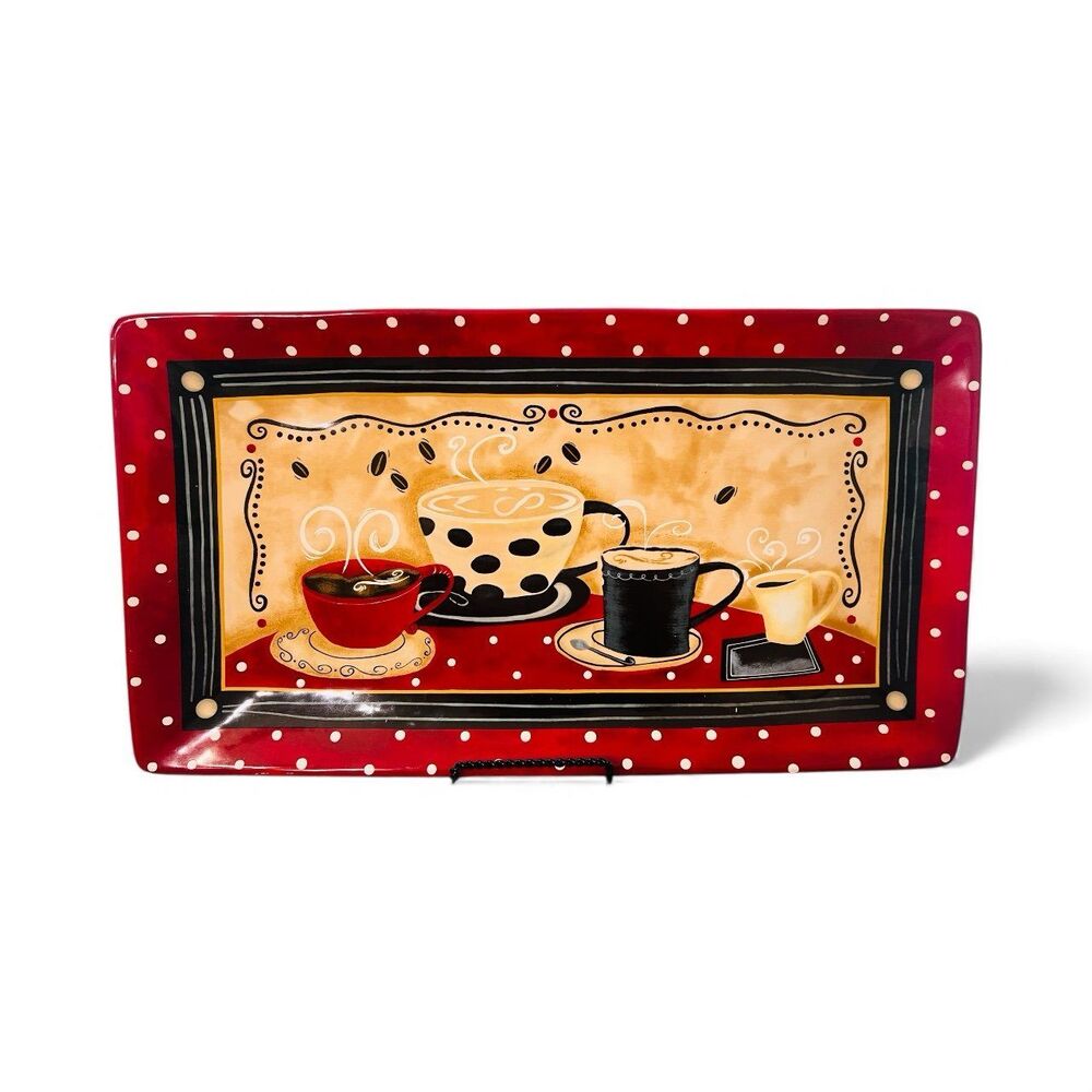Certified International Coffee Cafe Rectangular Platter 18” Long